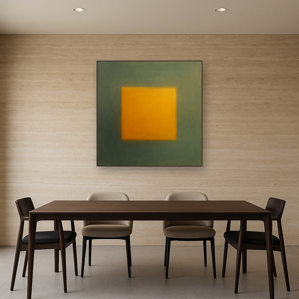 Cadmium Amber & Slate Grey Block No. 10 - Modern Fine Art Oil Painting - View 4