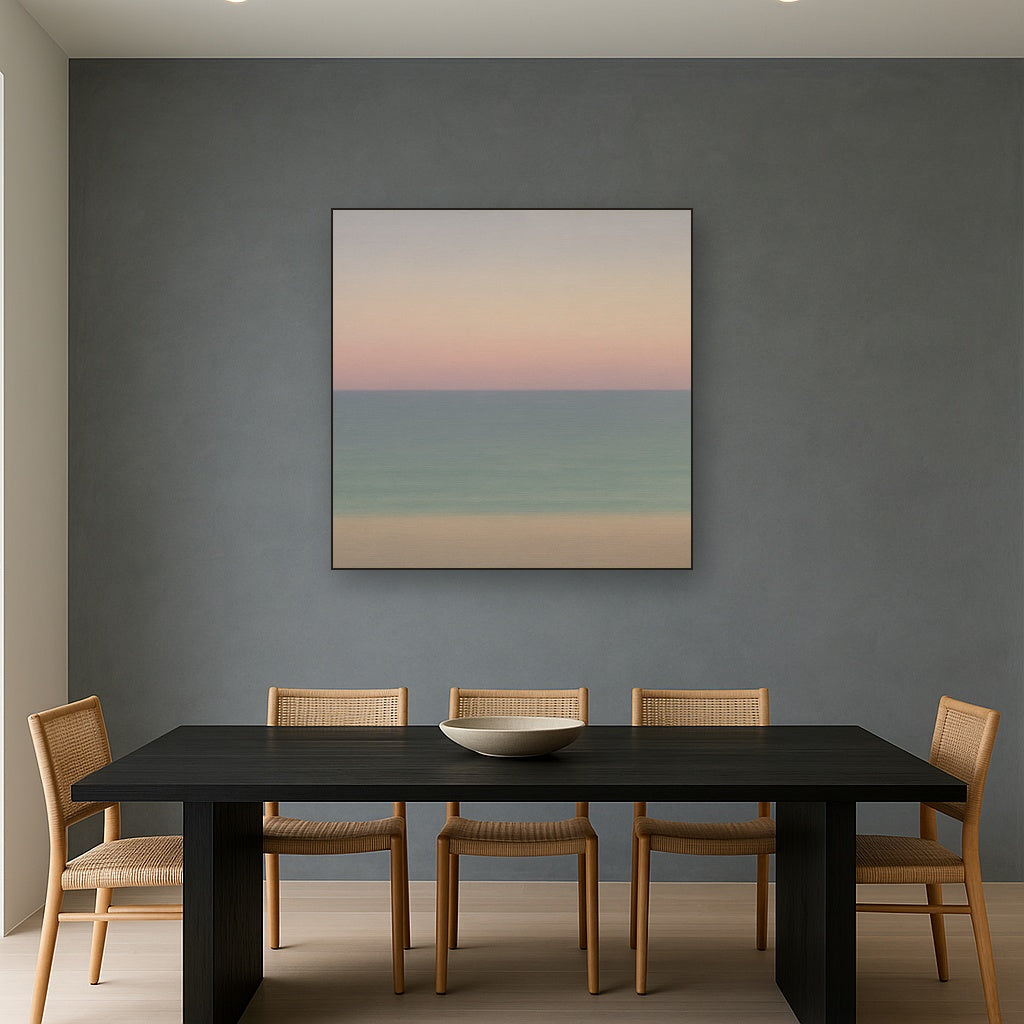 Dusk Horizon in Pale Lavender & Slate No. 3 - Modern Fine Art Oil Painting - View 4