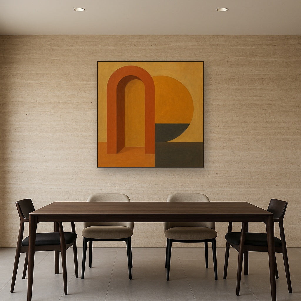 Bauhaus Archway & Terracotta Semicircle Suite No. 2 Fine Art Oil Painting - View 4