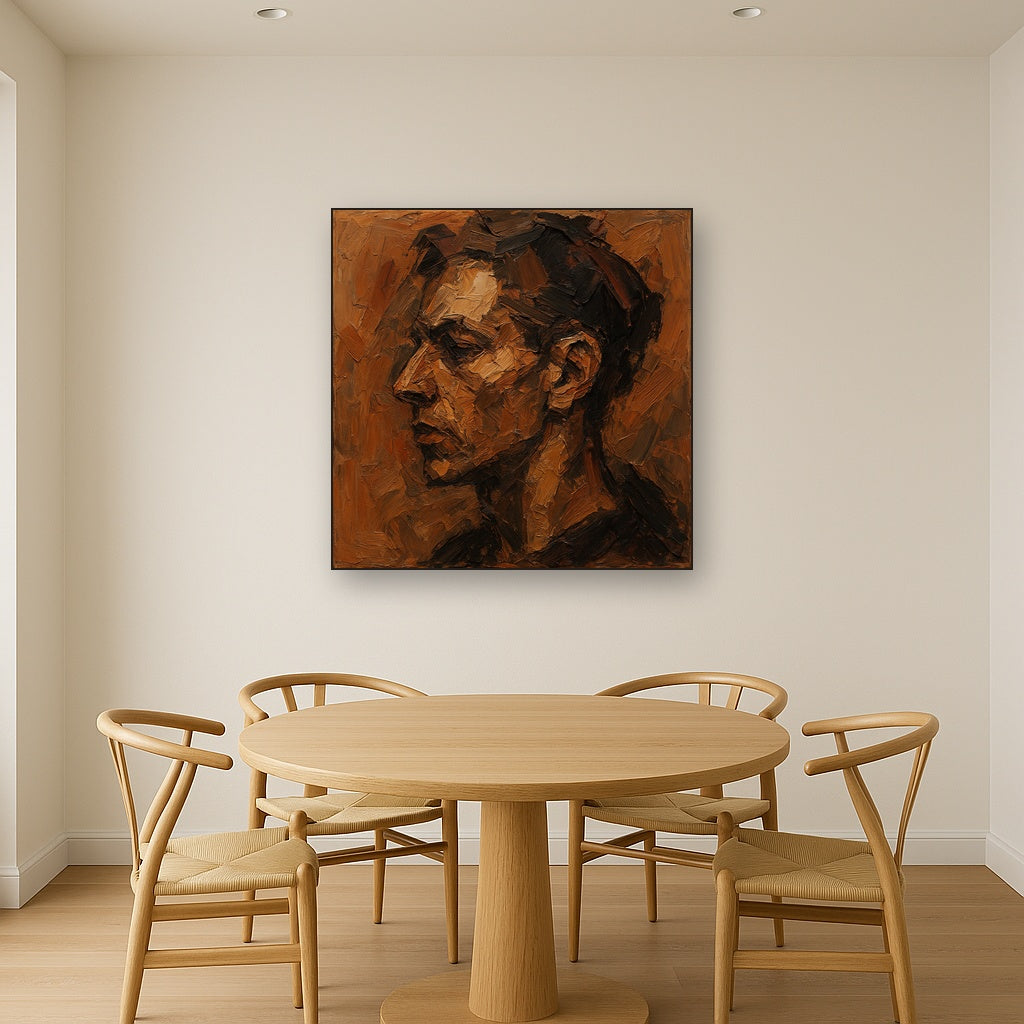 Kinetic Portrait in Earth Tones Oil Painting - View 4