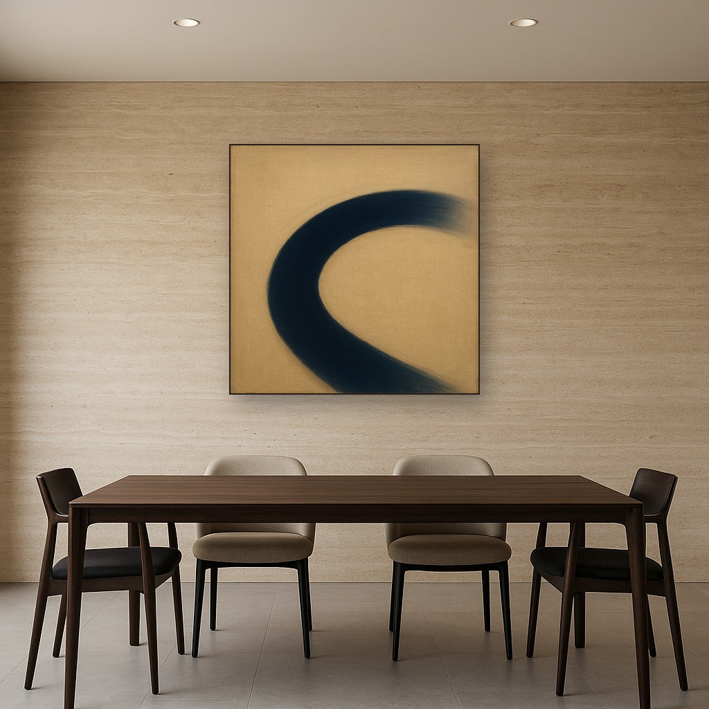 Navy Indigo & Warm Sand Sweep No. 2 - Modern Fine Art Oil Painting - View 4
