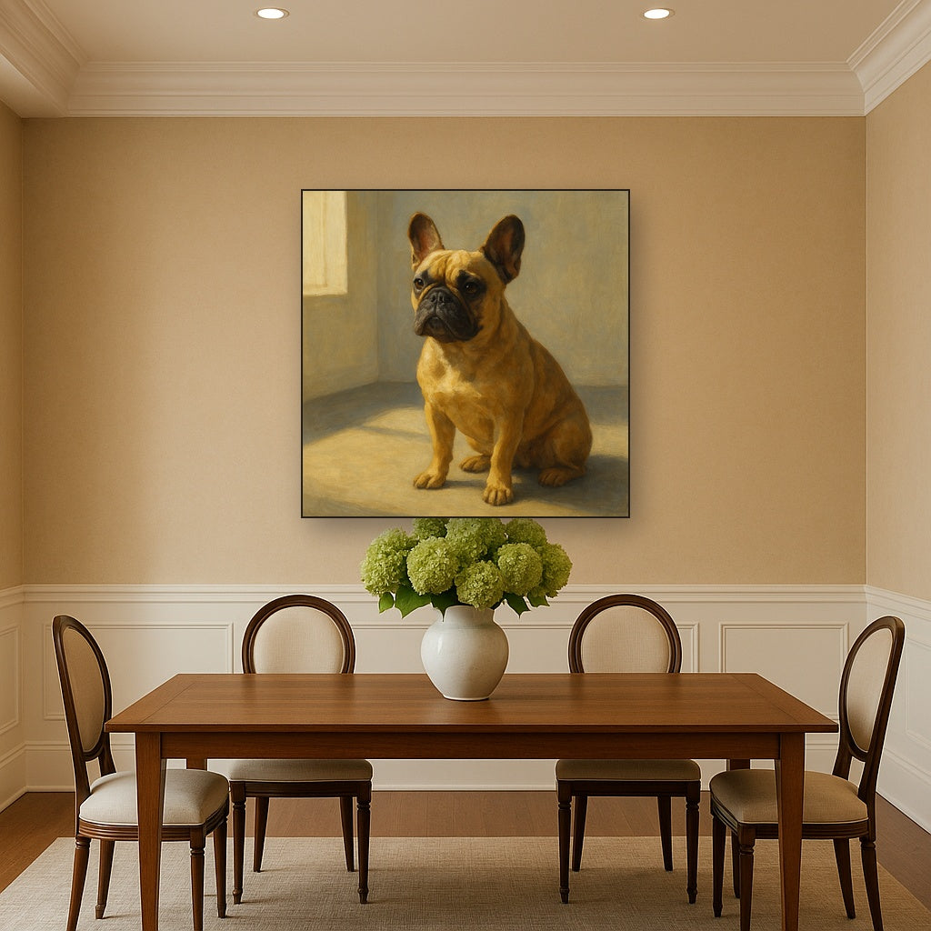 French Bulldog in Sunlit Minimalist Studio No. 9 Fine Art Oil Painting - View 4