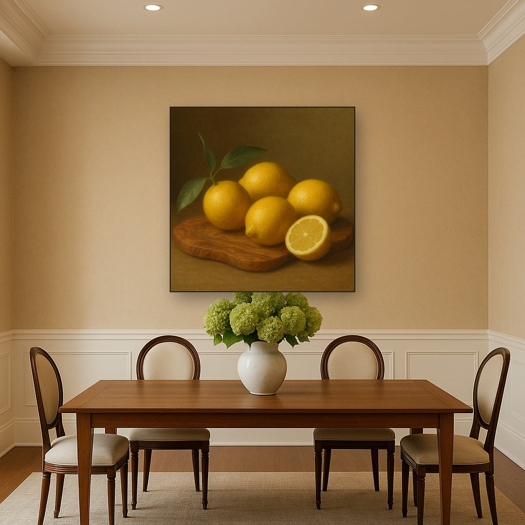Meyer Lemons on Olive Wood Board No. 2 Oil Painting - View 4