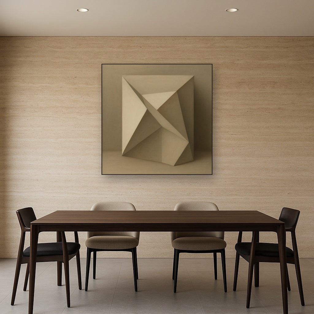 Folded Paper Geometry in Neutral Gradient Shadows No. 5 Oil Painting - View 4