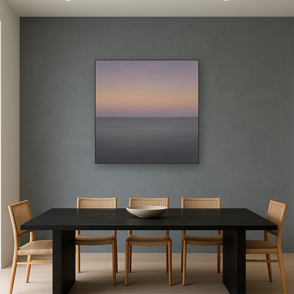 Dusk Horizon in Pale Lavender & Slate No. 3 - Modern Fine Art Oil Painting - View 4