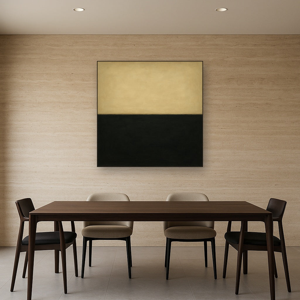 Onyx & Warm Biscuit Horizon No. 9 - Modern Fine Art Oil Painting - View 4