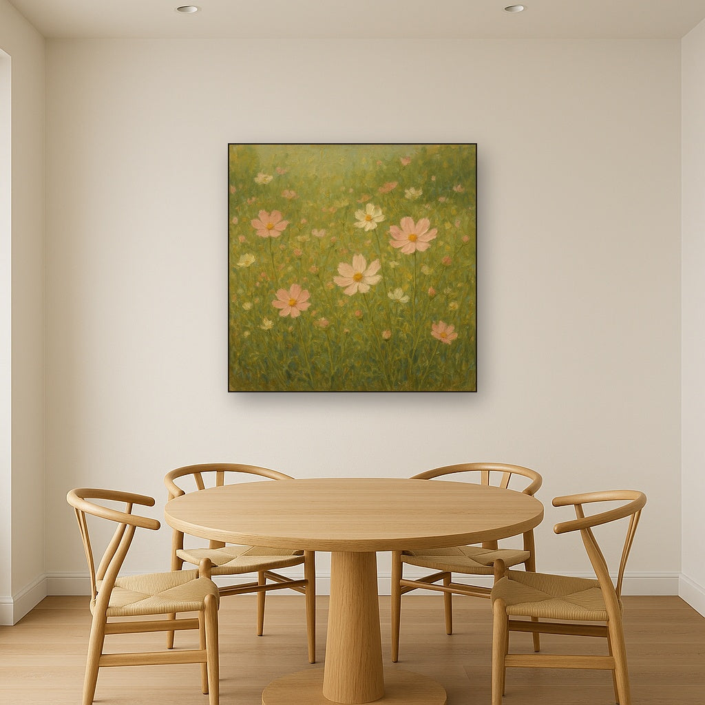 Wild Meadow Cosmos Flowers Oil Painting - View 4