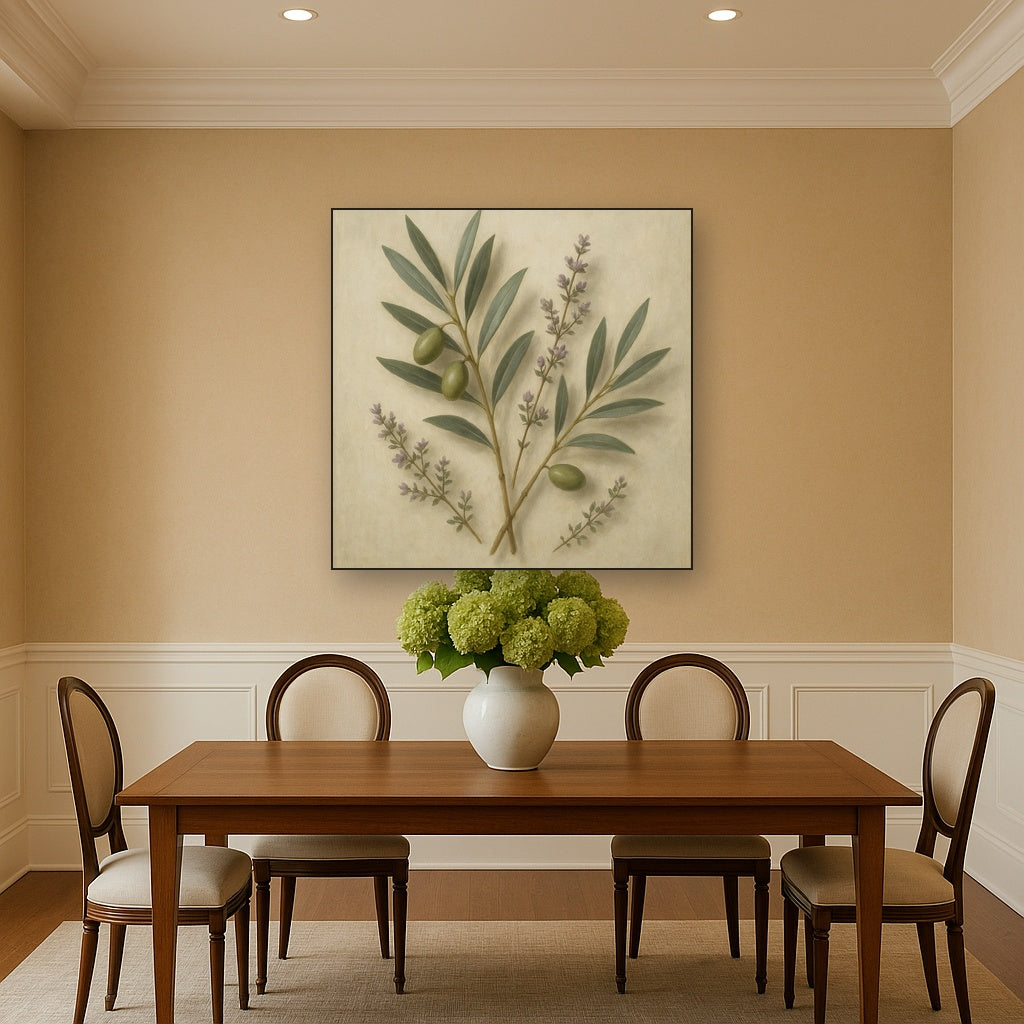 Olive Branches & Wild Thyme Botanical Study No. 14 Fine Art Oil Painting - View 4