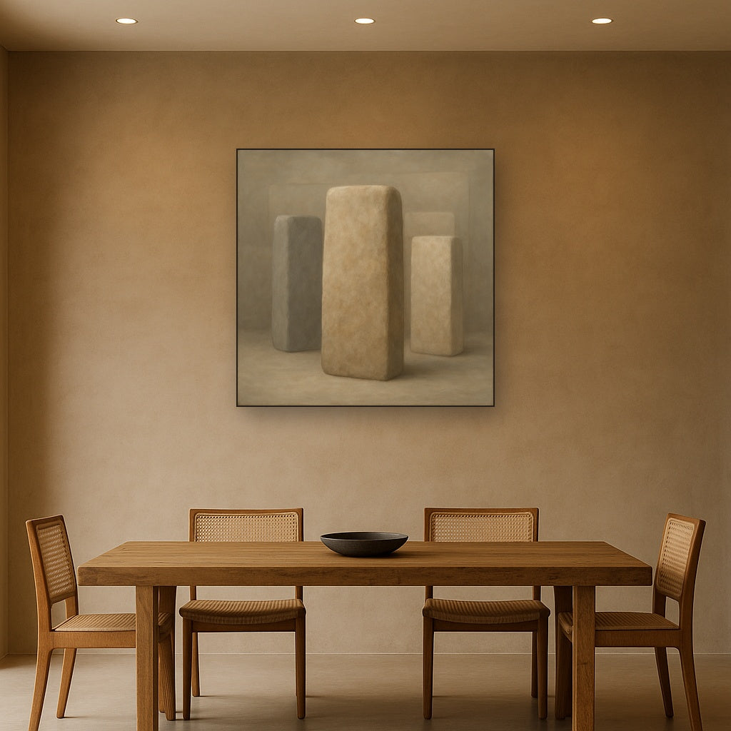 Driftwood Grey & Weathered Stone Monolith No. 3 Oil Painting - View 4