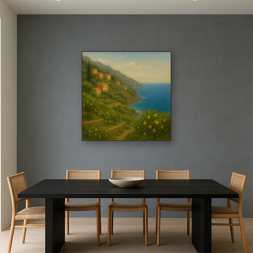 Italian Amalfi Coastline Terraces & Lemon Grove No. 6 Oil Painting - View 4