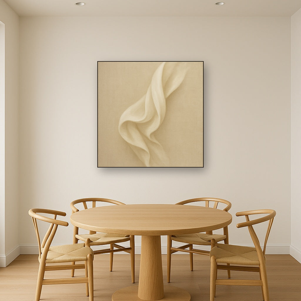 Alabaster Linen Texture Fold No. 4 - Modern Fine Art Oil Painting - View 4