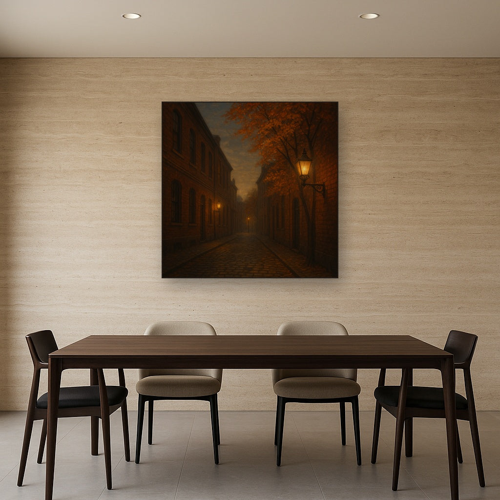 London Gaslamp Alley in Autumn Dusk No. 28 Oil Painting - View 4