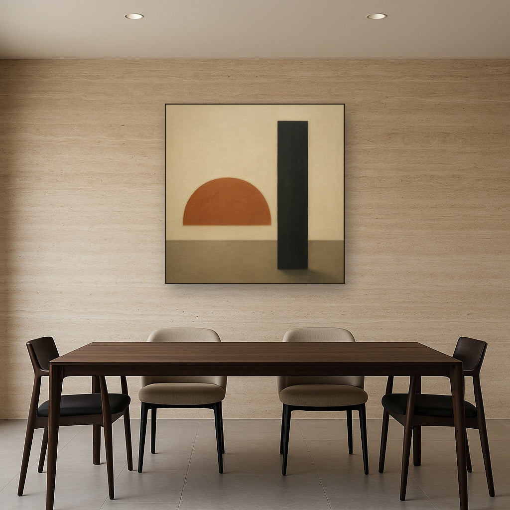 Semicircle Horizon & Minimalist Pillar No. 10 Oil Painting - View 4
