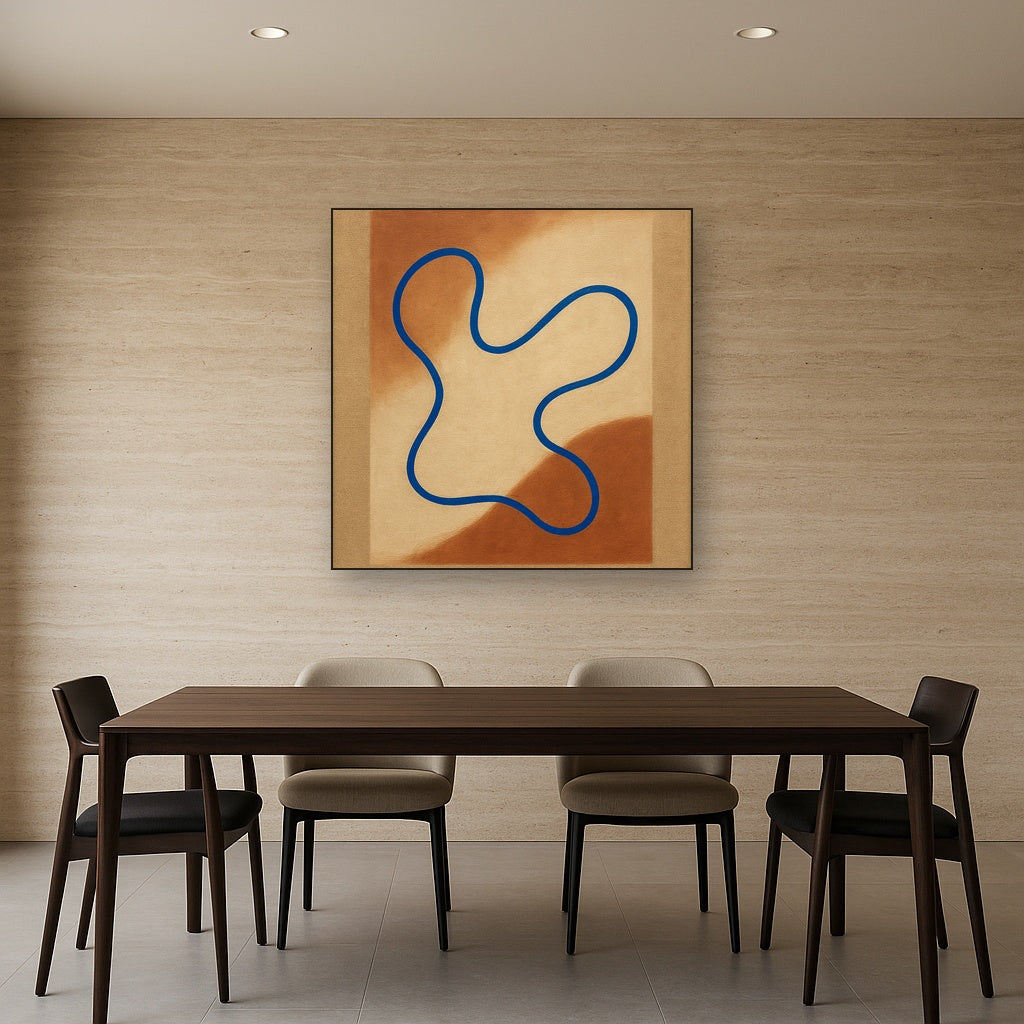 Cobalt Blue & Pale Oat Contour No. 8 - Modern Fine Art Oil Painting - View 4