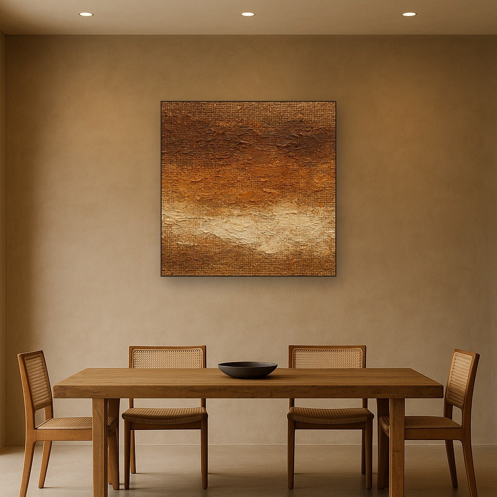 Aged Burlap & Umber Textures Oil Painting - View 4