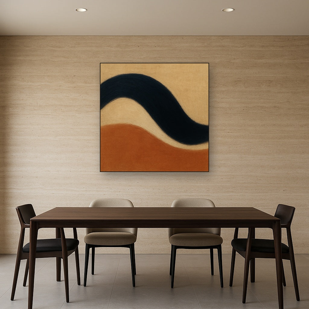 Navy Indigo & Warm Sand Sweep No. 2 - Modern Fine Art Oil Painting - View 4