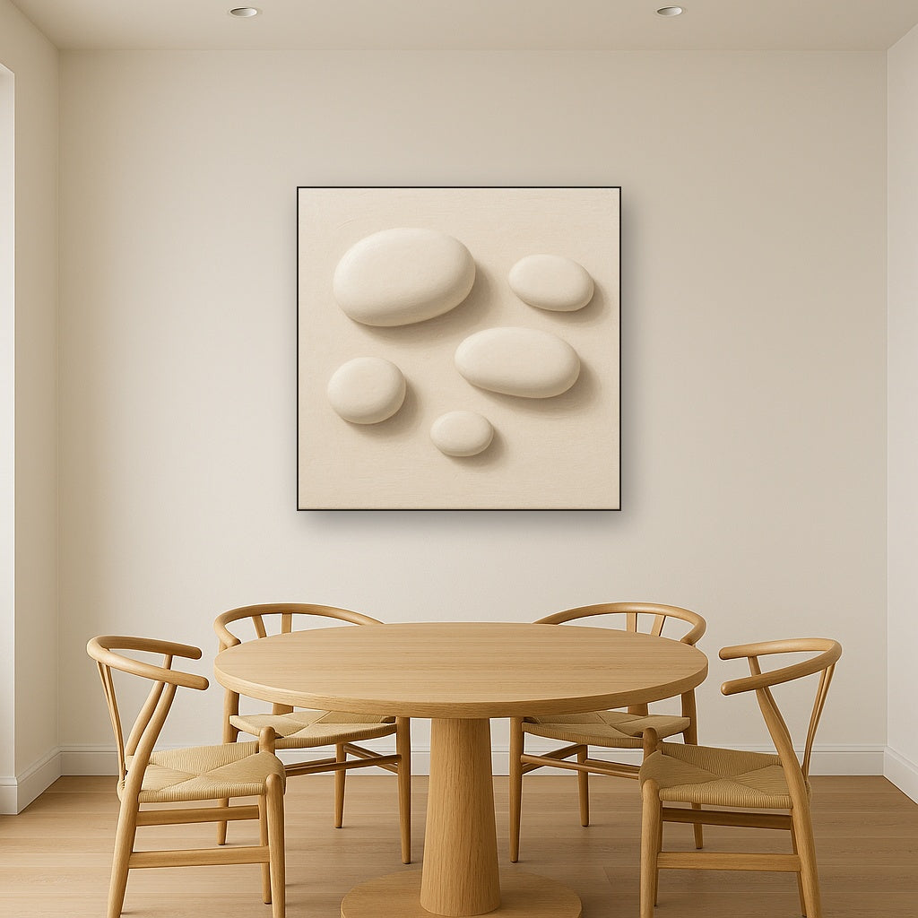 Organic Pebble Relief in White No. 6 - Modern Fine Art Oil Painting - View 4