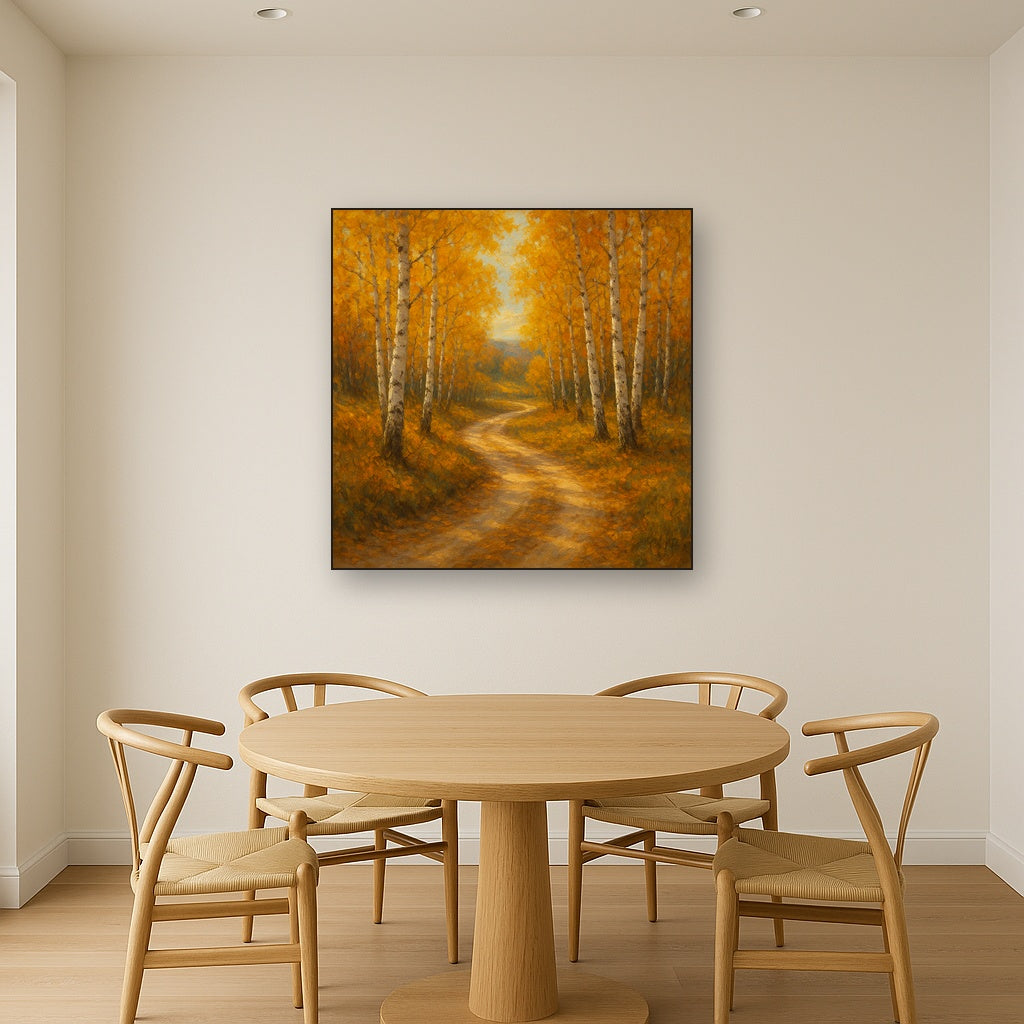 Winding Country Dirt Road through Birch Glade No. 3 Fine Art Oil Painting - View 4