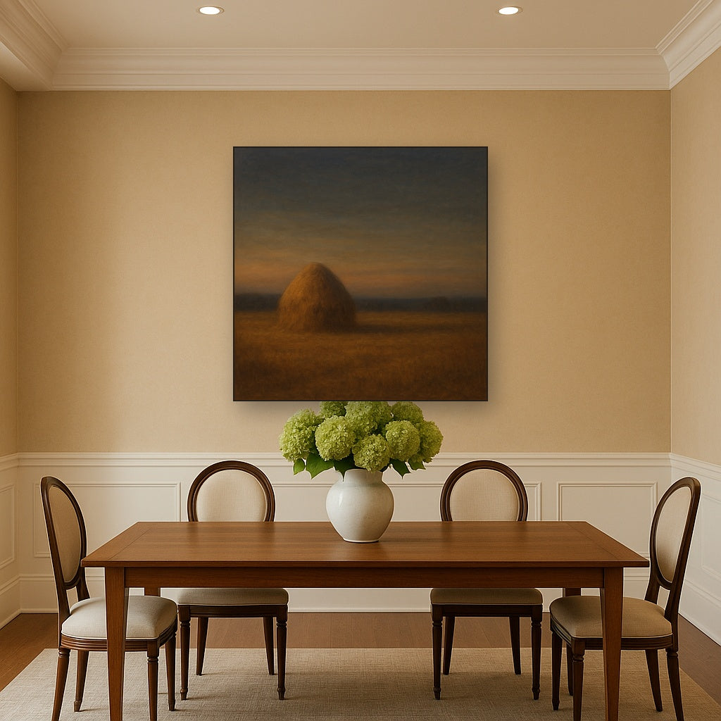 Dusk Horizon over Weathered Haystack No. 5 Oil Painting - View 4