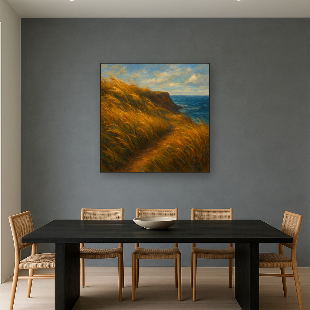Wild Coastal Grasses on Windswept Bluff No. 2 Fine Art Oil Painting - View 4
