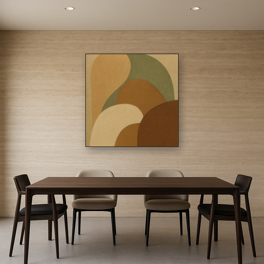 Organic Curved Shapes in Neutral Earth Pigments No. 14 Fine Art Oil Painting - View 4