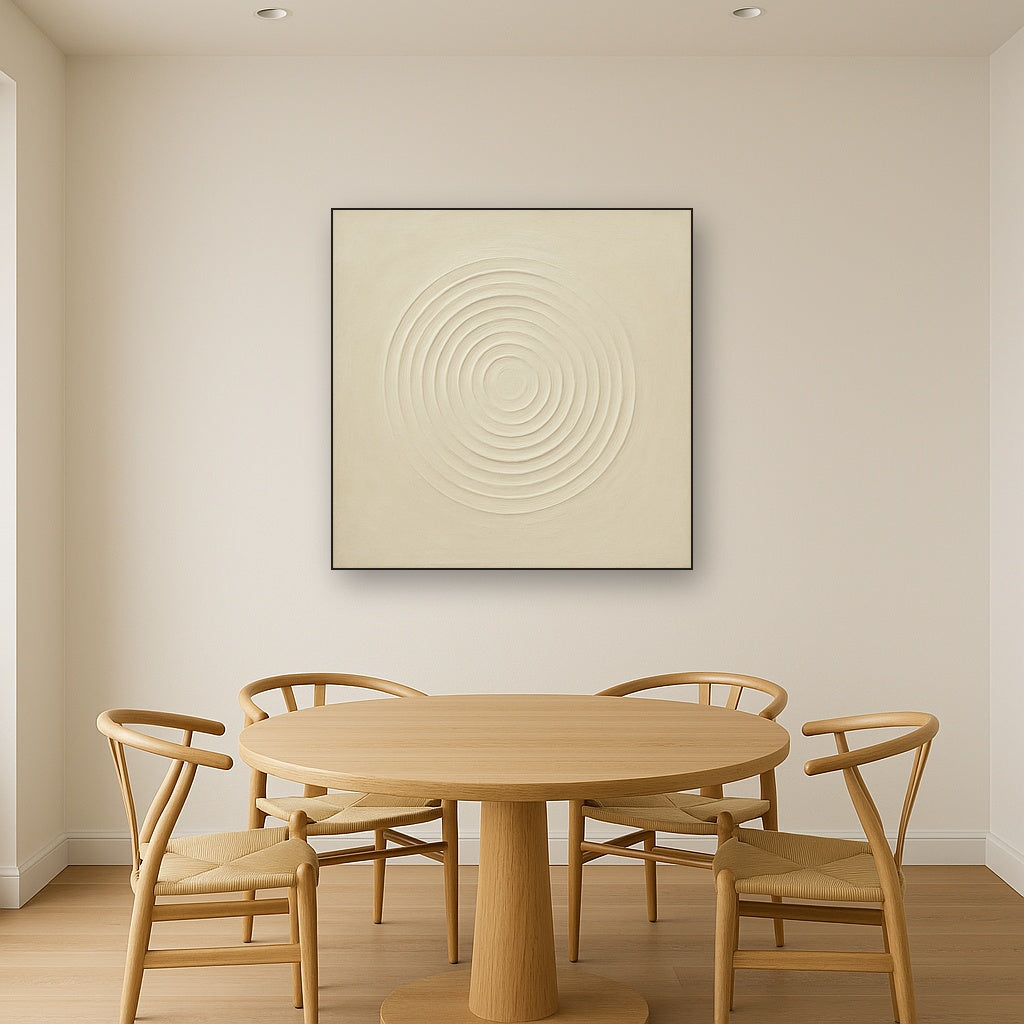 Concentric Zen Circles in Ivory No. 8 - Modern Fine Art Oil Painting - View 4
