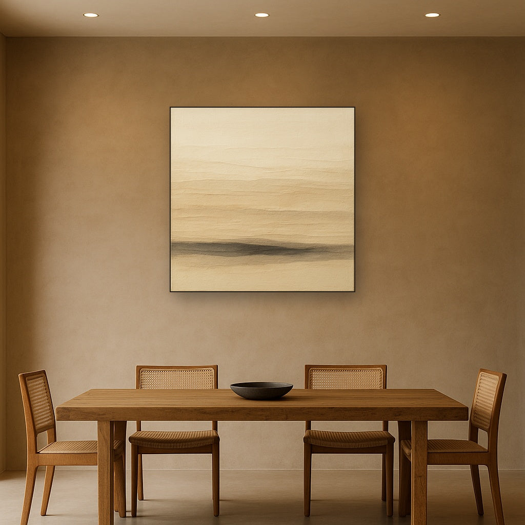 Raw Limestone Horizon & Washed Linen No. 12 Oil Painting - View 4