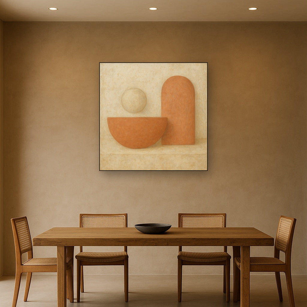 Earthy Terracotta & Weathered Plaster Wash No. 16 Oil Painting - View 4