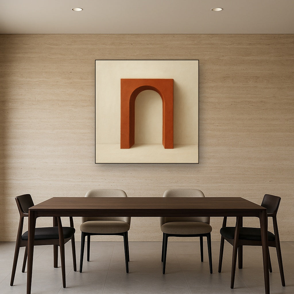 Terracotta Clay & Cream Arch No. 4 - Modern Fine Art Oil Painting - View 4