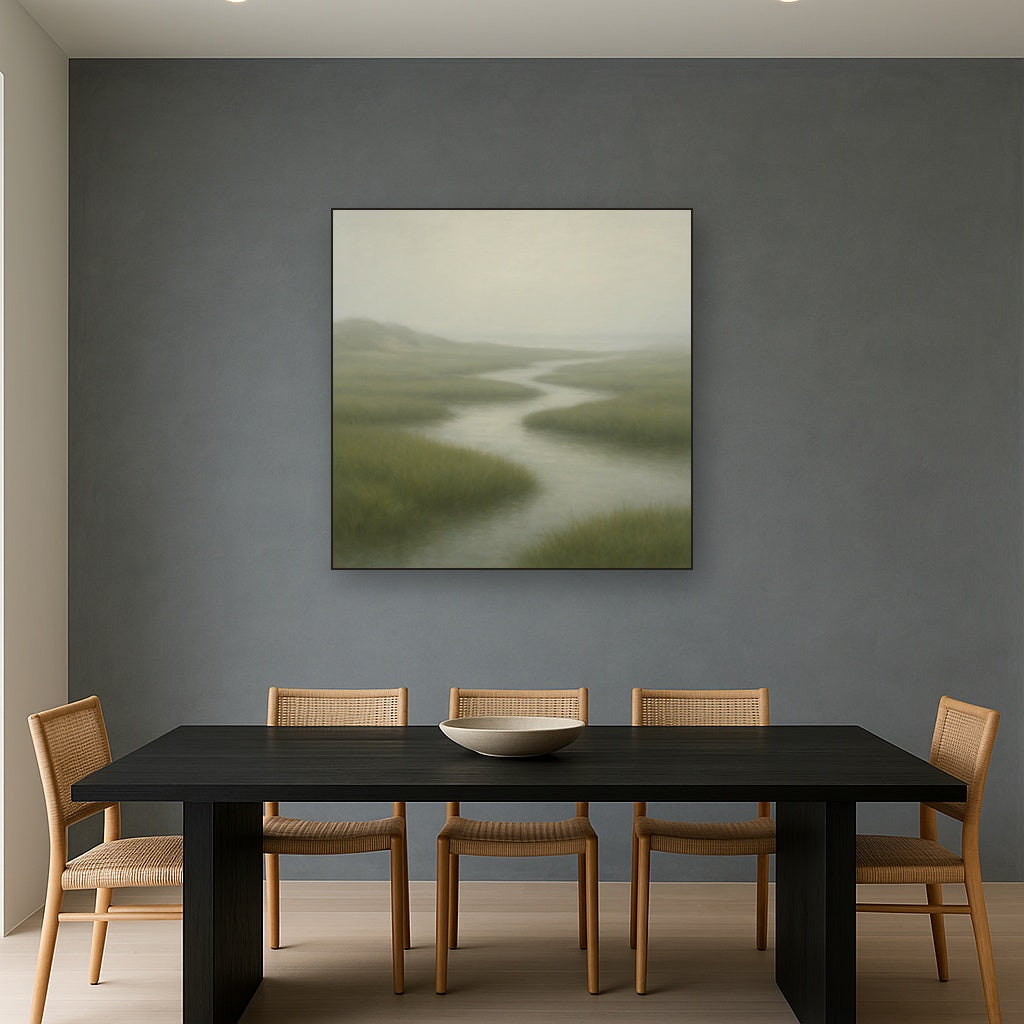Morning Fog over Cape Cod Tidal Marsh No. 11 Oil Painting - View 4