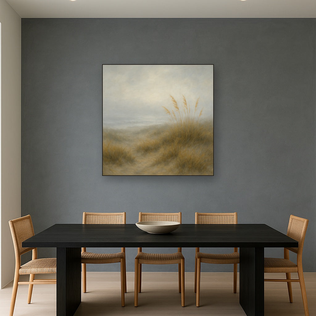 Ethereal Coastal Sea Fog over Silent Dunes No. 9 Fine Art Oil Painting - View 4