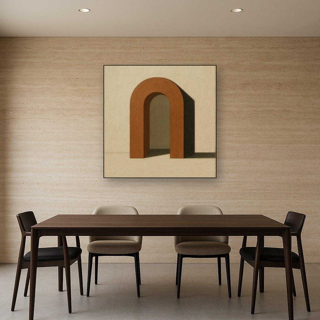 Terracotta Clay & Cream Arch No. 4 - Modern Fine Art Oil Painting - View 4