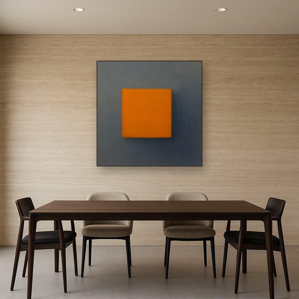 Cadmium Amber & Slate Grey Block No. 10 - Modern Fine Art Oil Painting - View 4