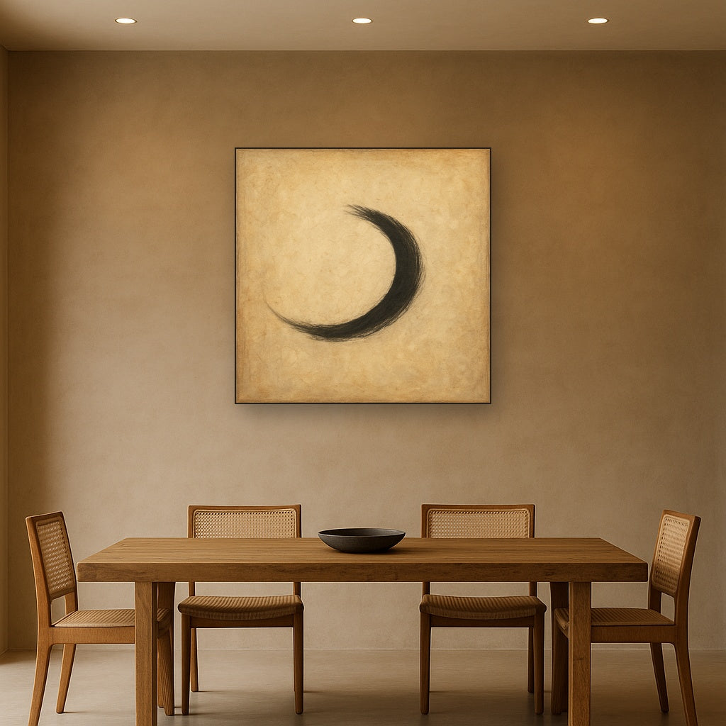Aged Rice Paper & Charcoal Calligraphic Balance No. 2 Oil Painting - View 4