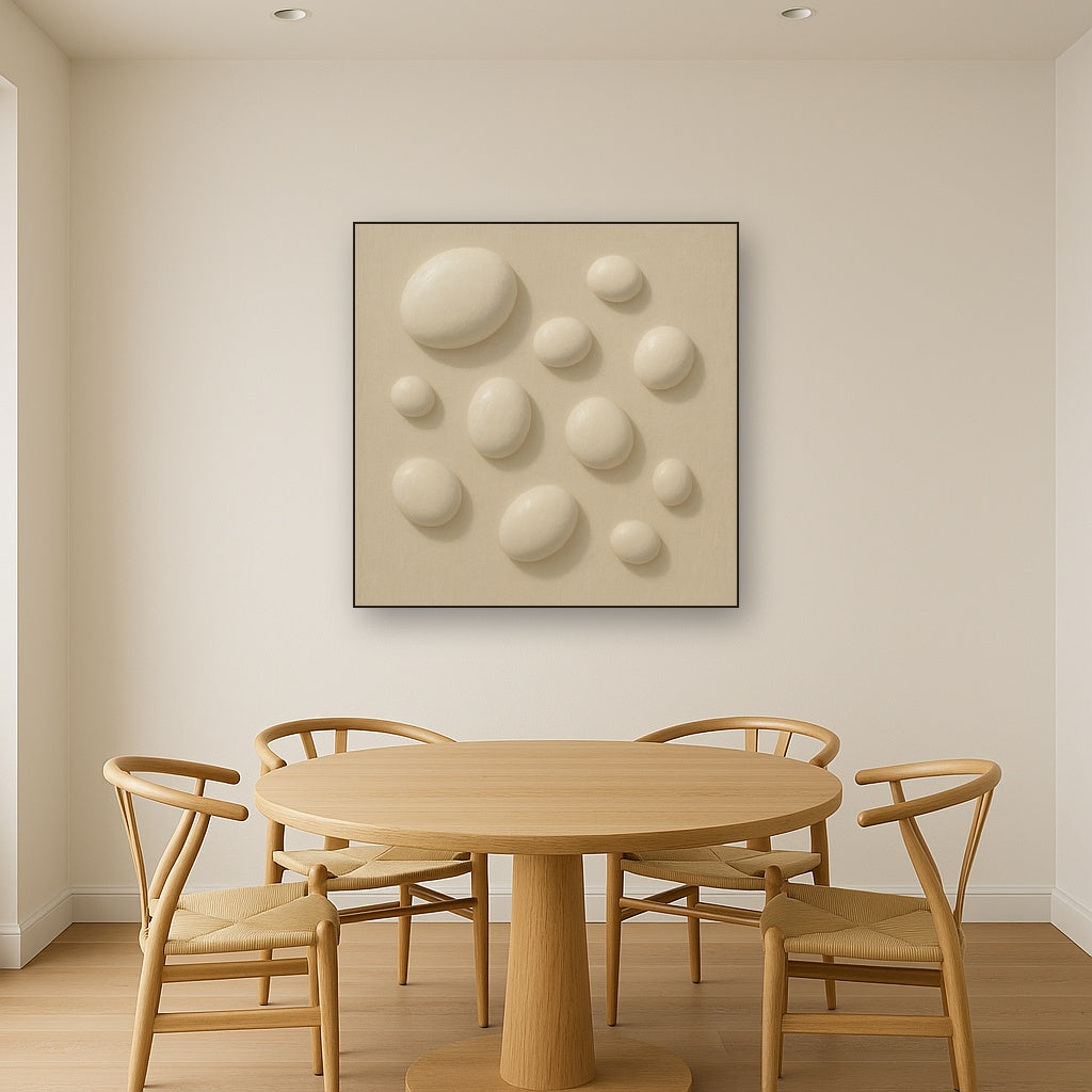 Organic Pebble Relief in White No. 6 - Modern Fine Art Oil Painting - View 4
