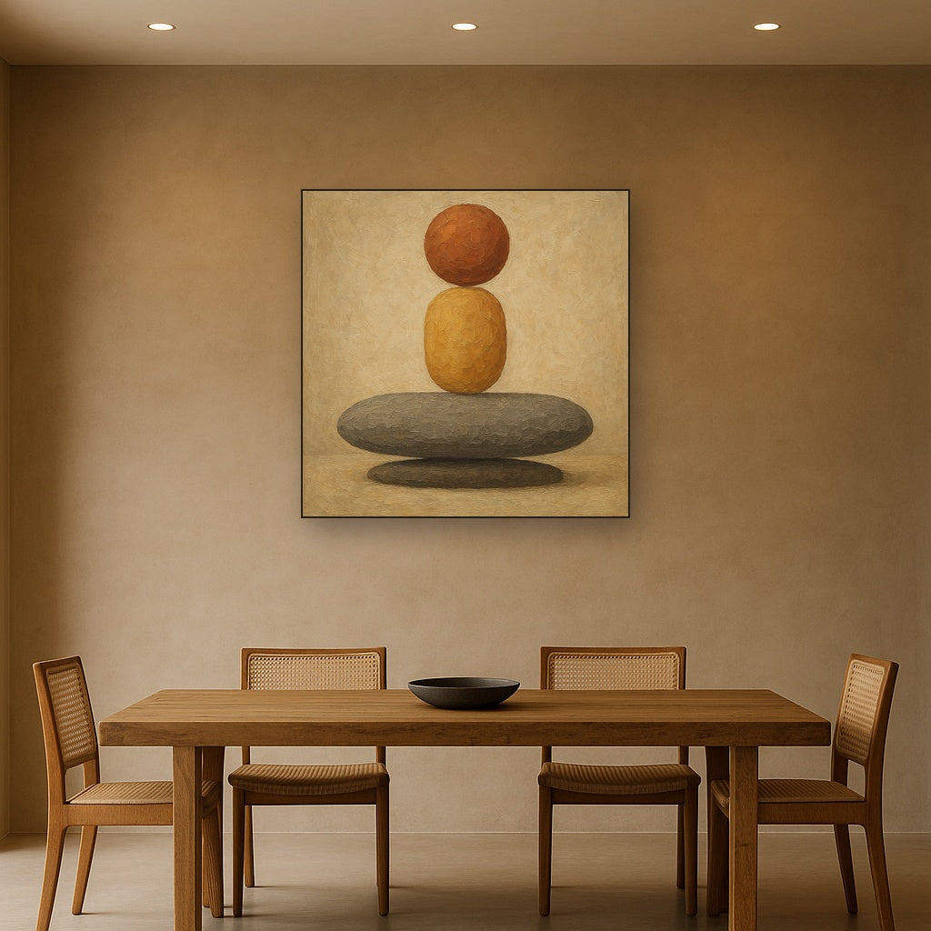 Ashen Earth and Ochre Balance Oil Painting - View 4