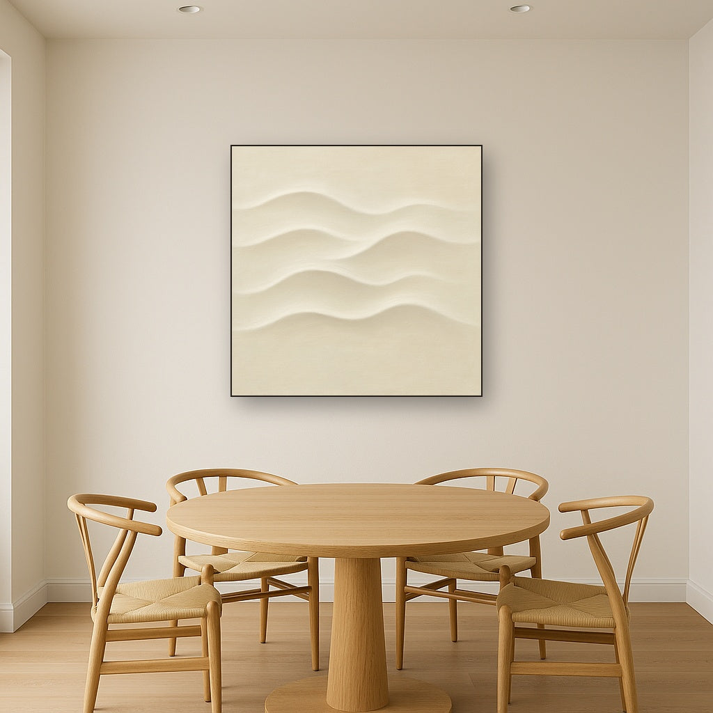 Monochrome Wave Relief No. 2 - Modern Fine Art Oil Painting - View 4