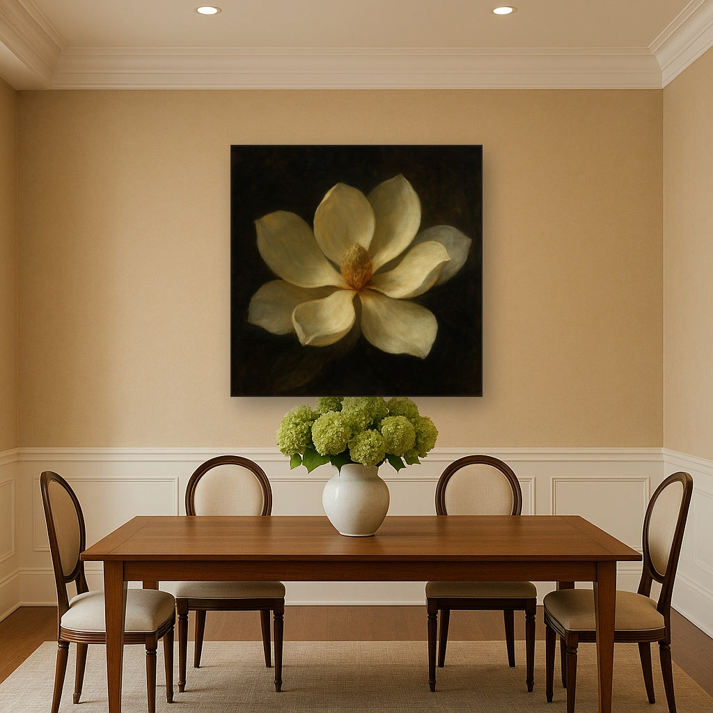Magnolia Blossom in Quiet Chiaroscuro No. 6 Fine Art Oil Painting - View 4