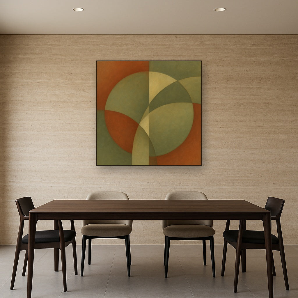 Intersecting Curved Forms in Olive & Rust No. 4 Oil Painting - View 4