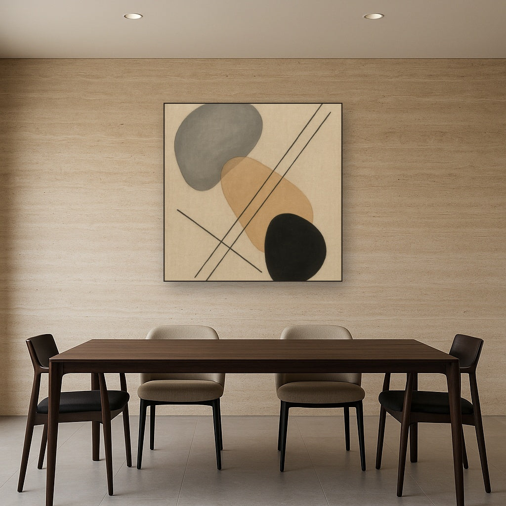Organic Pebble Contours & Slanted Lines No. 2 Oil Painting - View 4