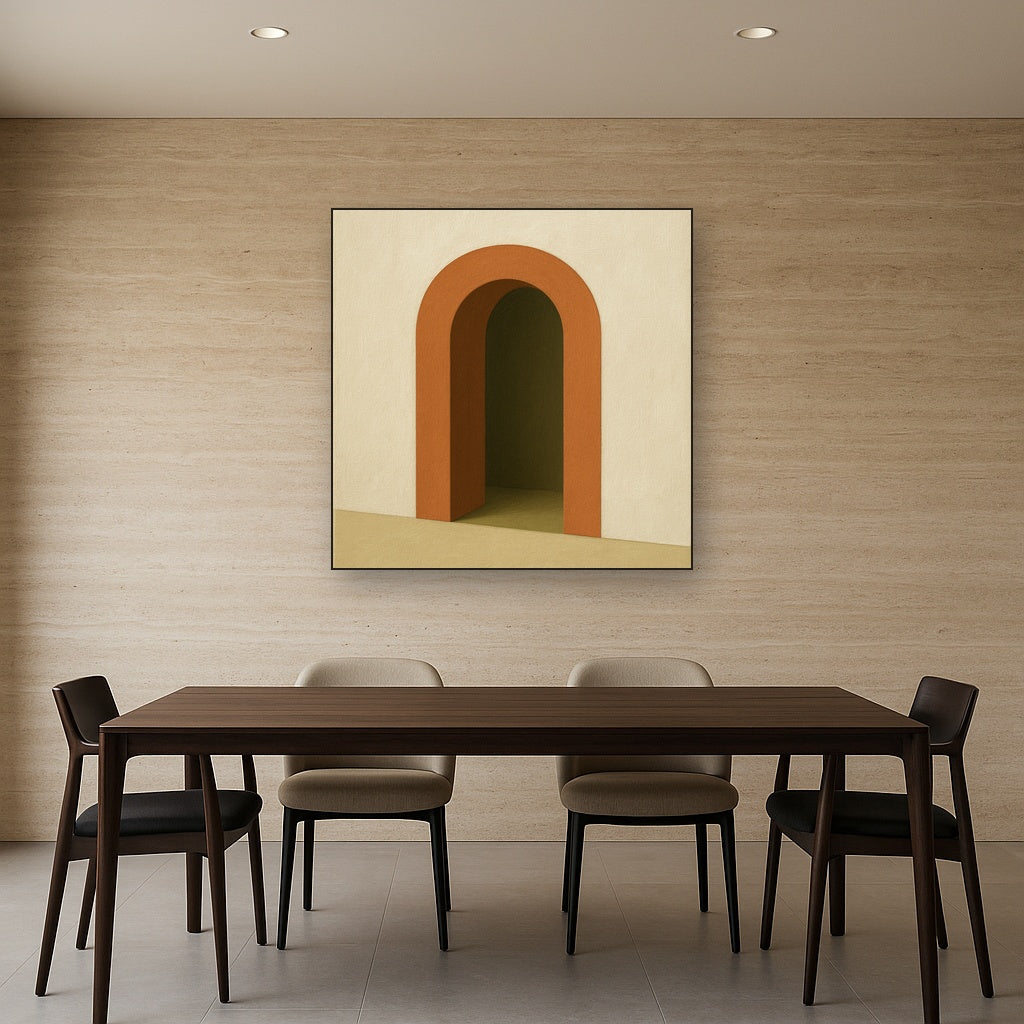 Terracotta Clay & Cream Arch No. 4 - Modern Fine Art Oil Painting - View 4