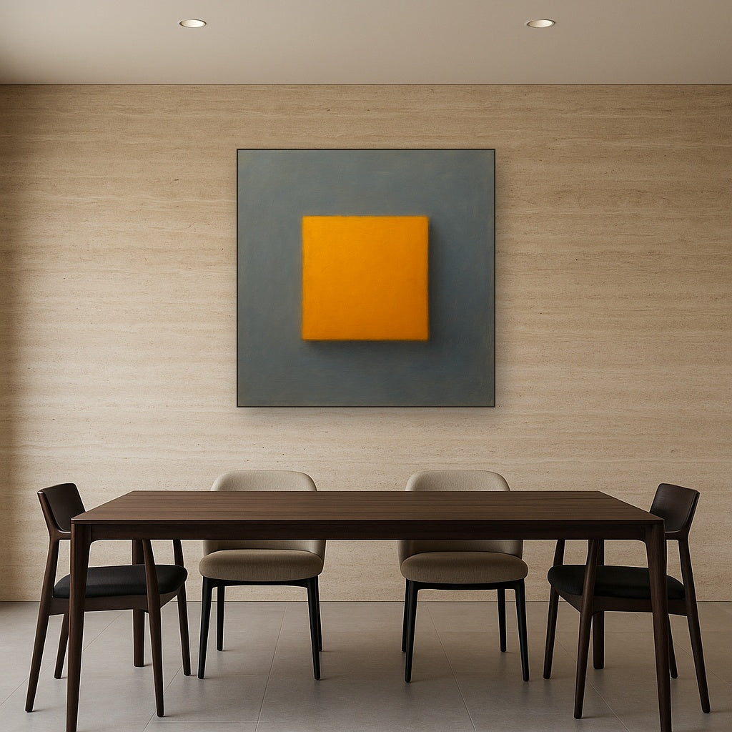 Cadmium Amber & Slate Grey Block No. 10 - Modern Fine Art Oil Painting - View 4