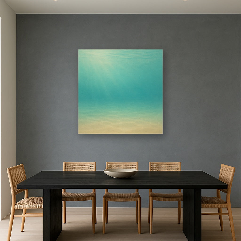 Minimalist Aquamarine Reef Void No. 10 - Modern Fine Art Oil Painting - View 4