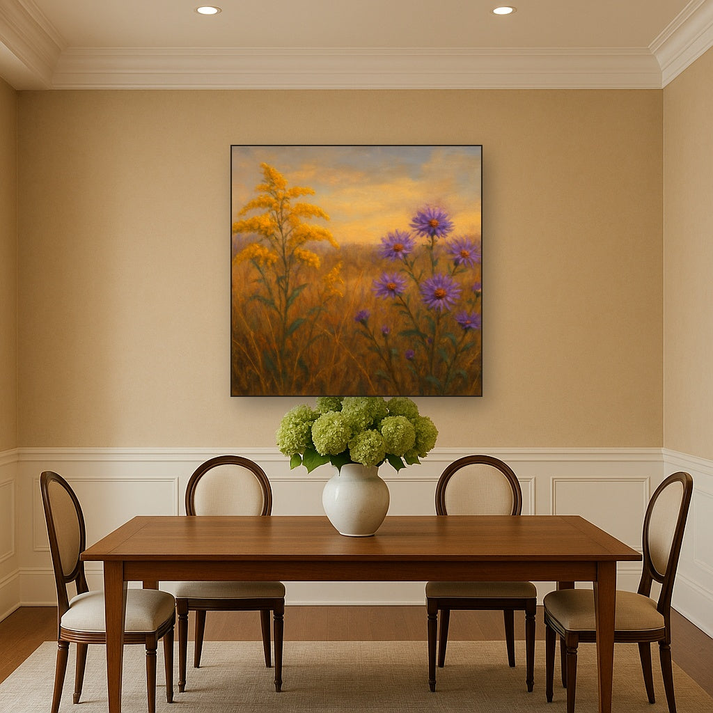 Goldenrod & Autumn Asters in Rustic Meadow No. 13 Fine Art Oil Painting - View 4