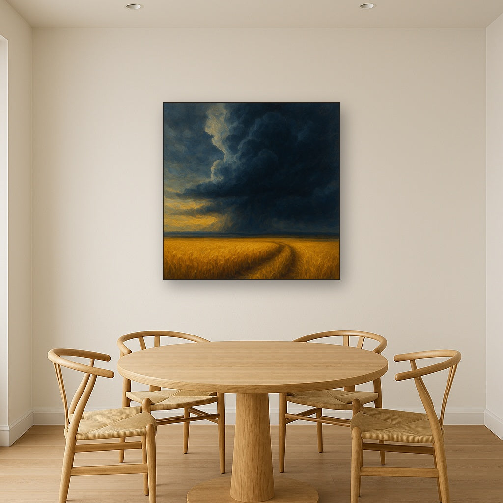 Harvest Wheatfield under Dramatic Thunderhead Sky No. 9 Fine Art Oil Painting - View 4
