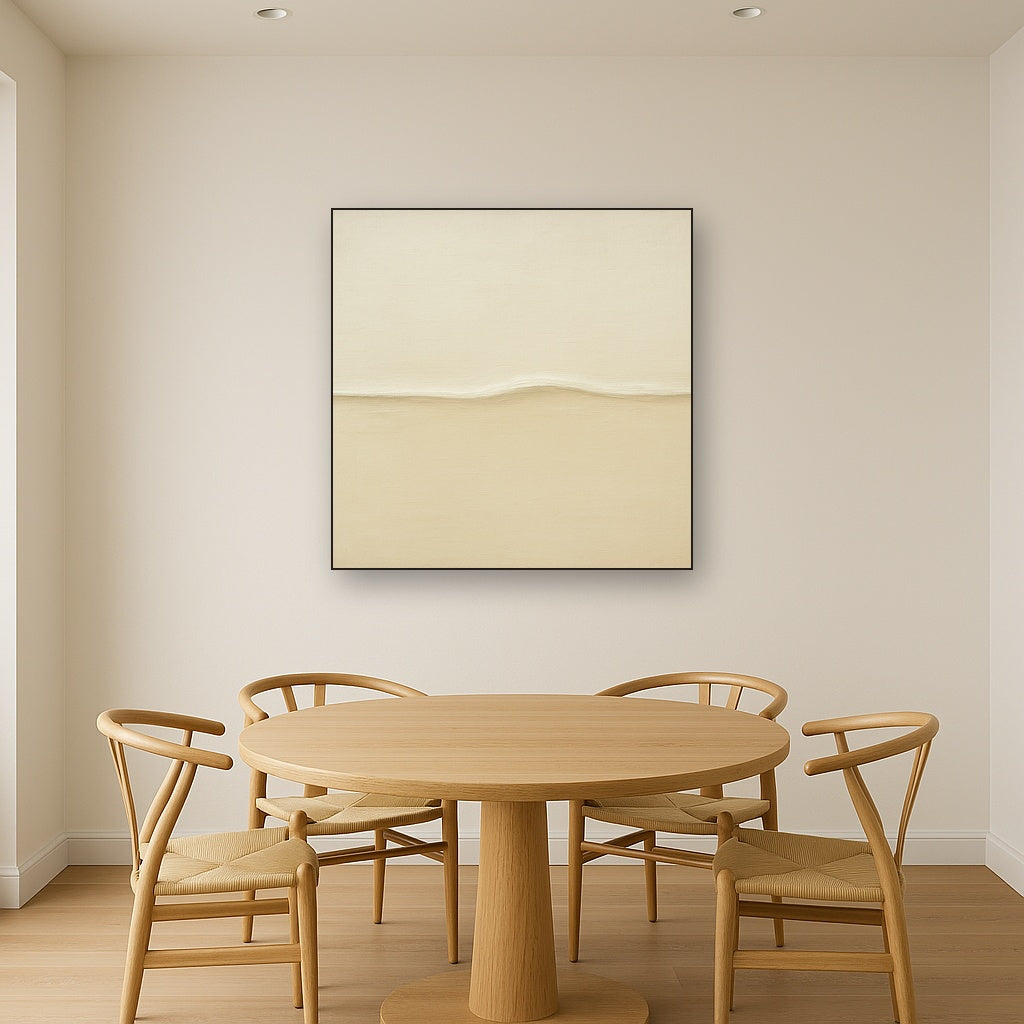 Minimalist White Horizon Band No. 7 - Modern Fine Art Oil Painting - View 4