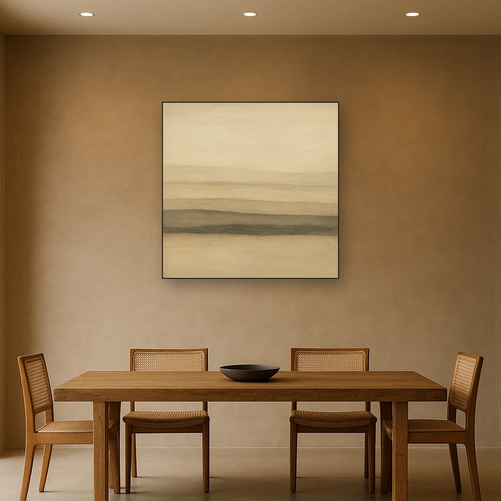 Raw Limestone Horizon & Washed Linen No. 28 Oil Painting - View 4