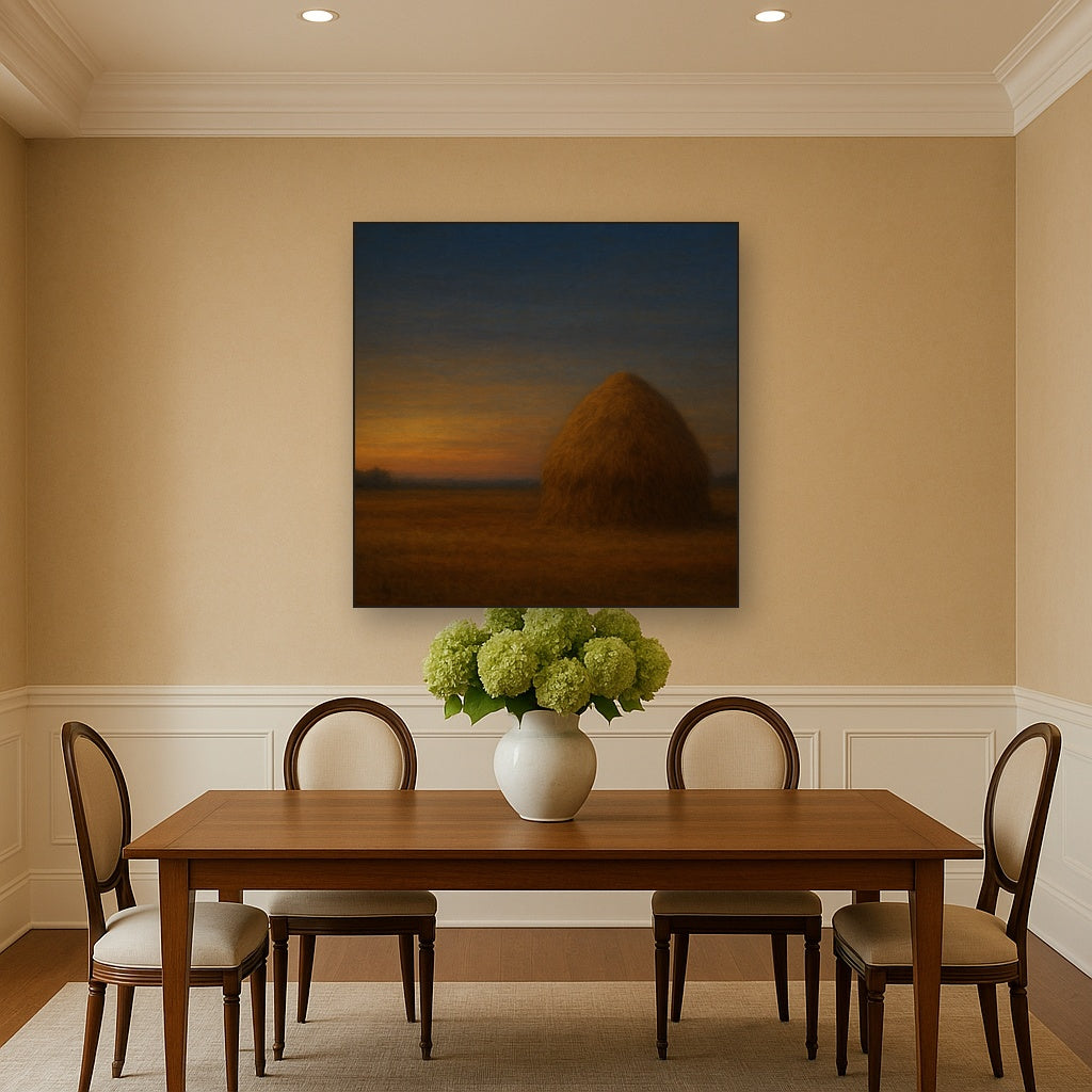 Dusk Horizon over Weathered Haystack No. 7 Oil Painting - View 4