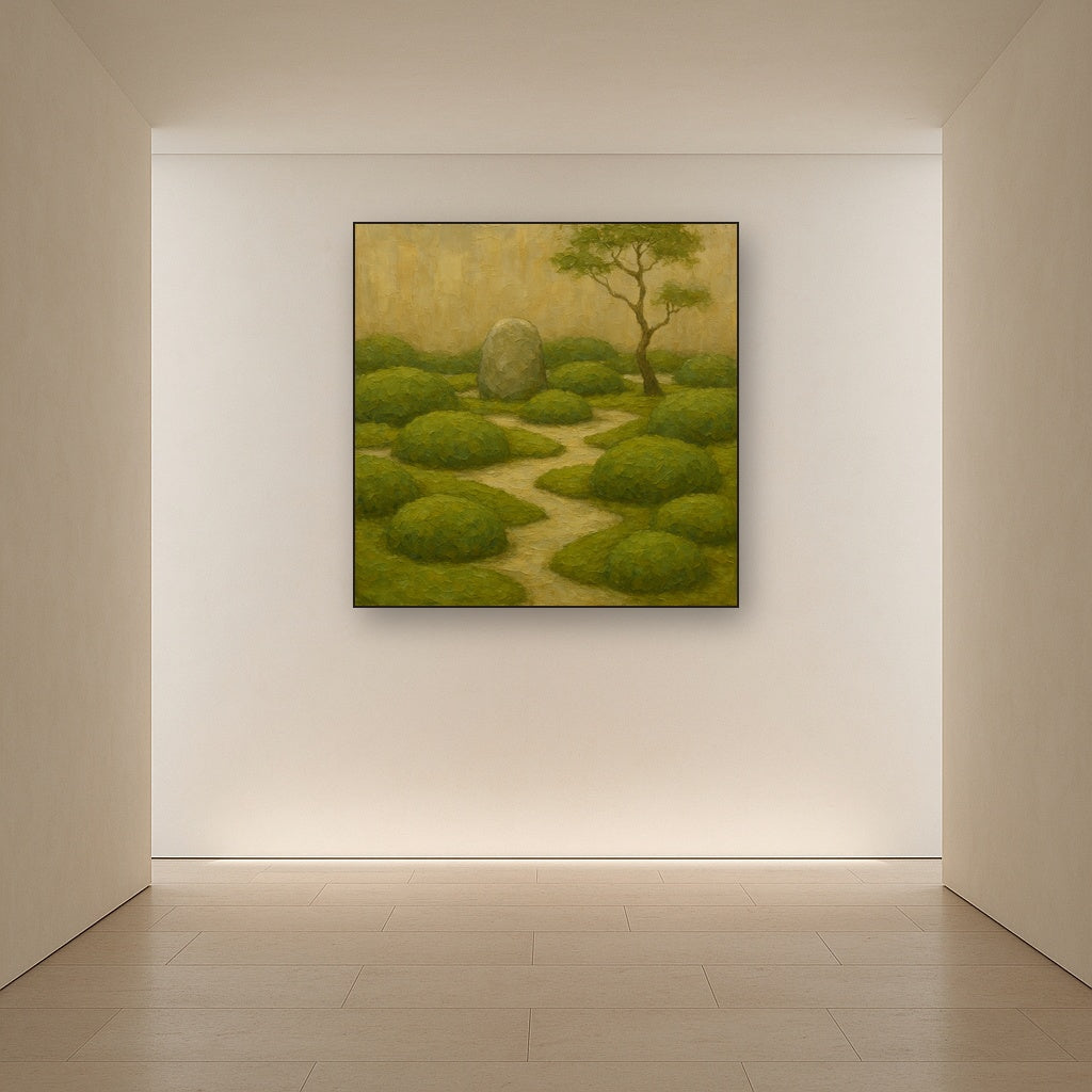 Kyoto Moss Garden Minimalist Oil Painting - View 5