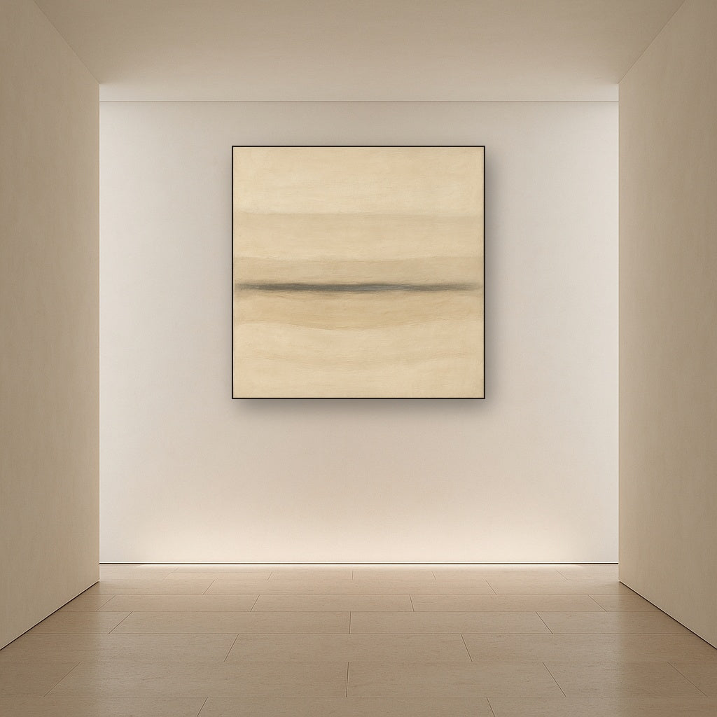 Raw Limestone Horizon & Washed Linen No. 25 Oil Painting - View 5